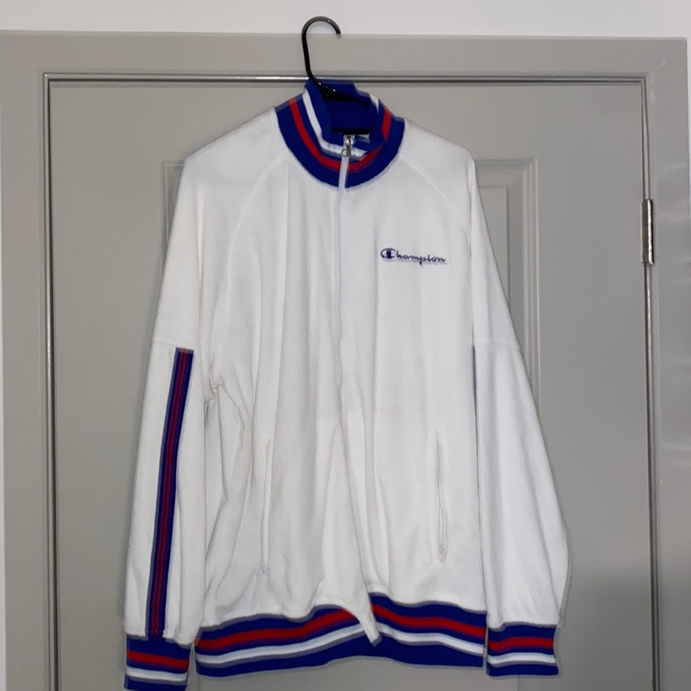 Red white and blue champions zip up